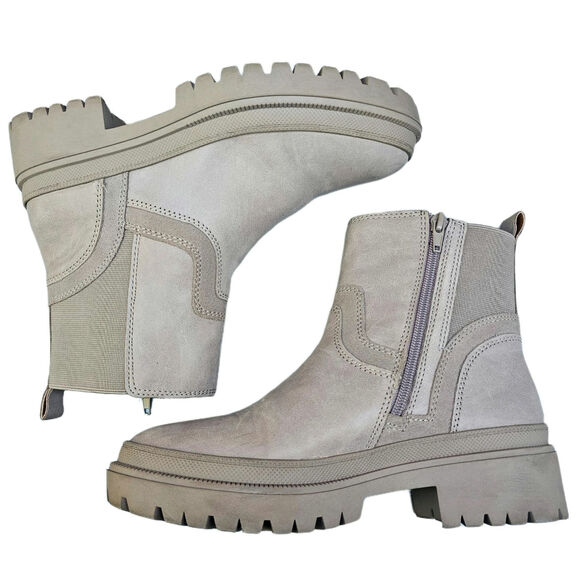 Lug Sole Chelsea Boots Tan Leather Lucky Brand Eabile Size 8 Chunky Platform - Picture 12 of 13